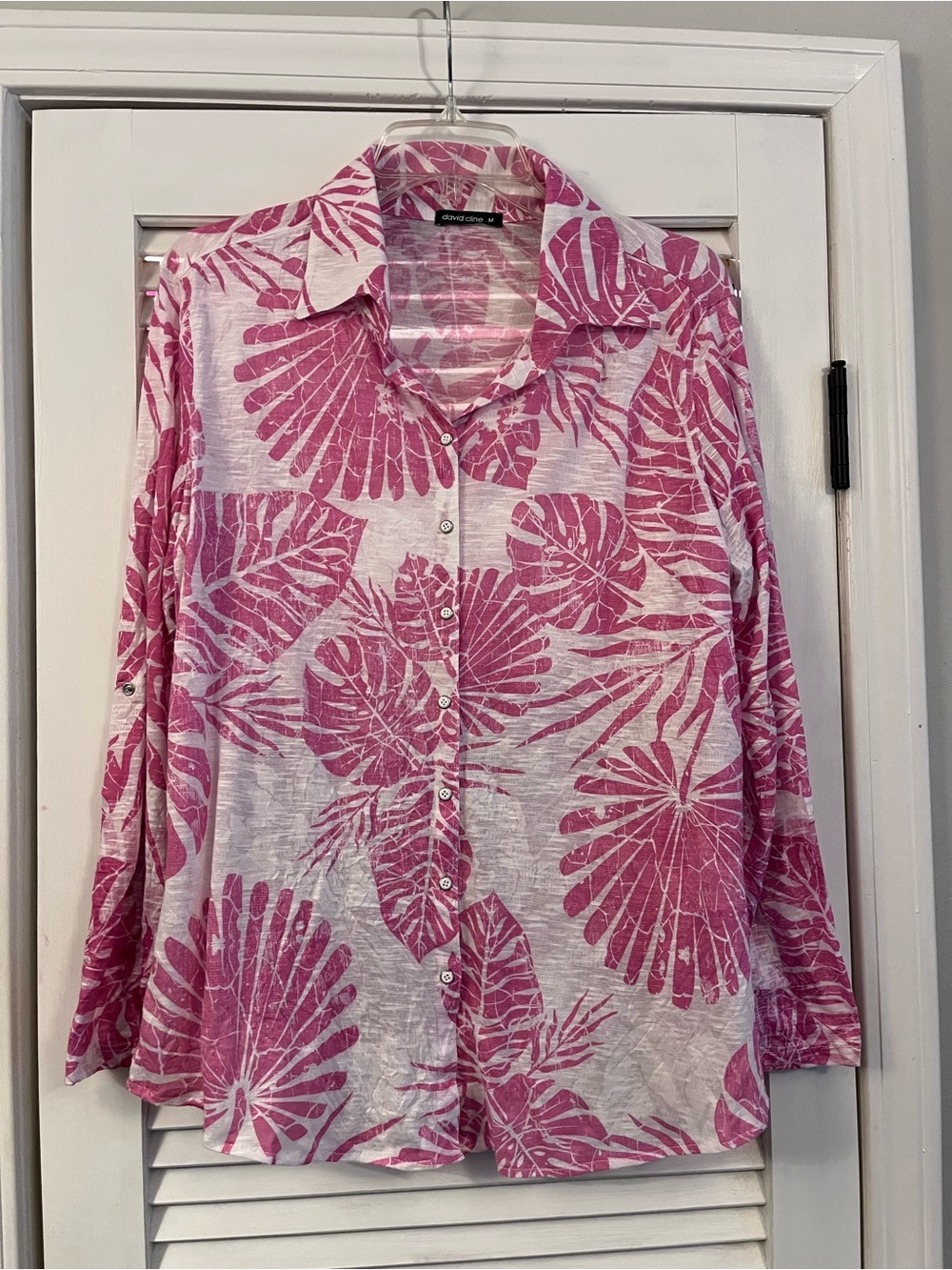 David Cline Pink Tropical-Print Button Down Shirt - Women